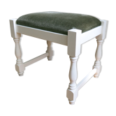Repose-pied vintage en bois et velours