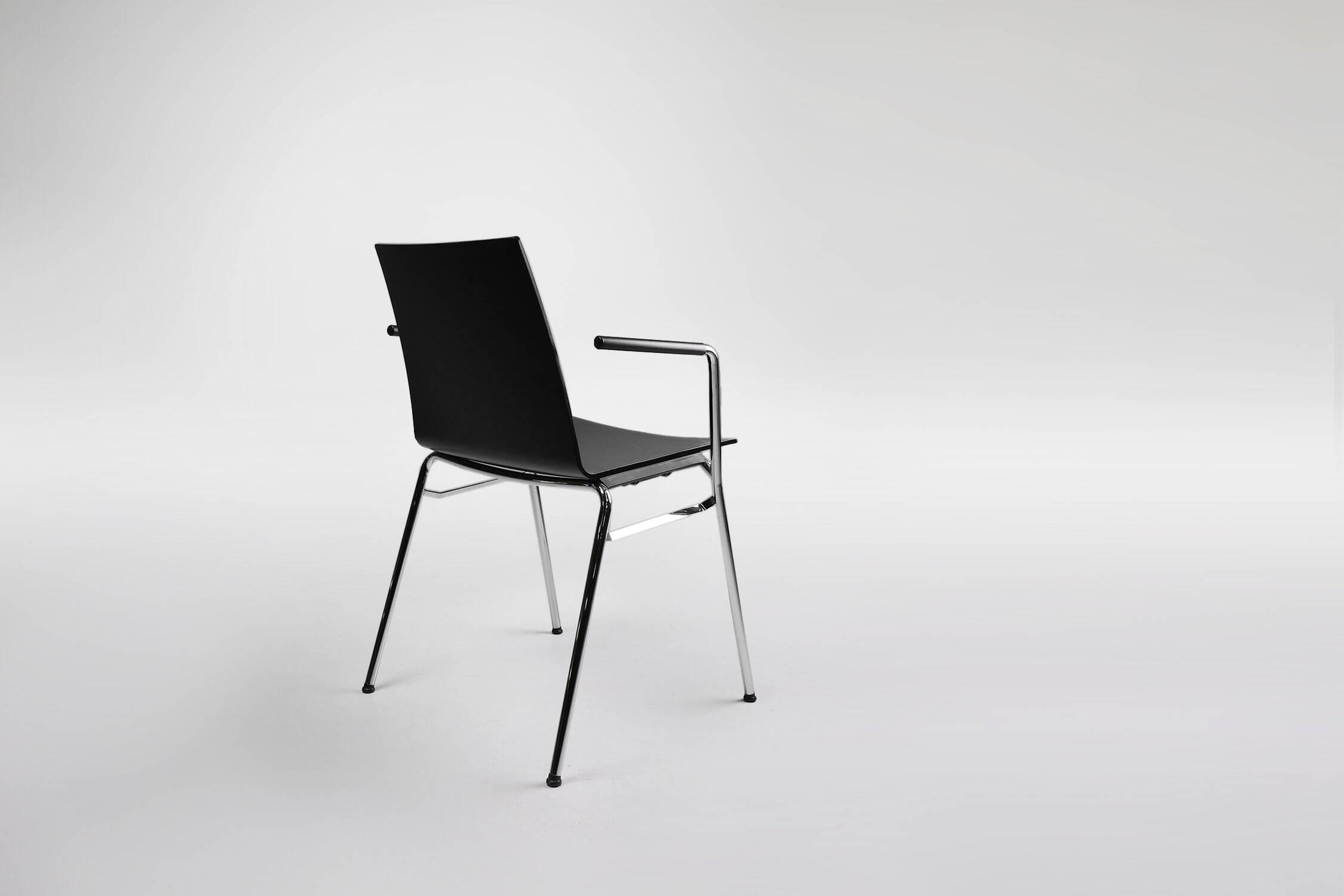 Mid-Century Modern Black Chair in with Armrests, Belgium