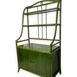 Buffet en rotin vert et hêtre, années 1970