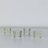 4 vintage glass ice cube candle holders