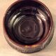 Covered sugar bowl Vallauris glazed ceramic brown old pink A152-3