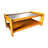 Wood and smoked glass coffee table from the 80s