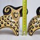 Two stylized rams in glazed ceramic, vintage, Kasakhstan