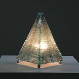 Lampe pyramide en verre et métal, 1970s