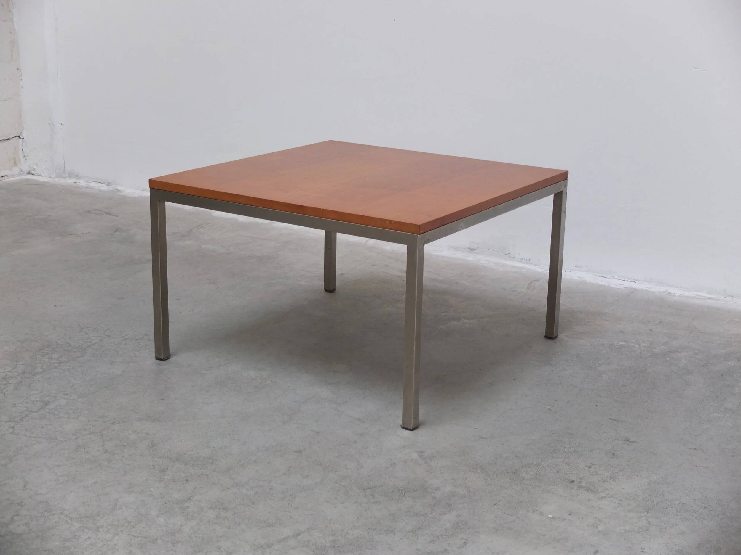 Modernist cherry wood & metal coffee table by Jules Mijs, 1959