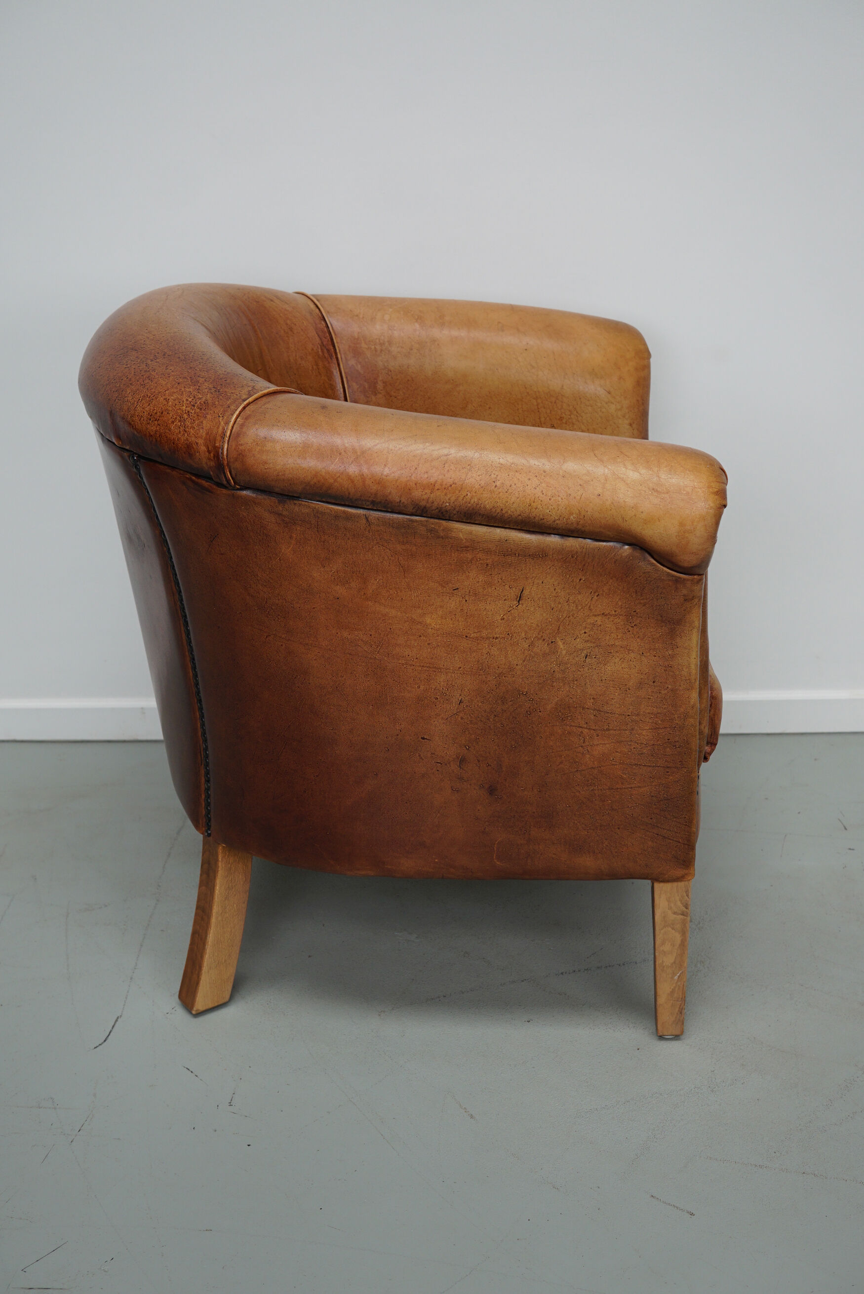 Vintage Dutch Cognac Colored Leather Club Chair