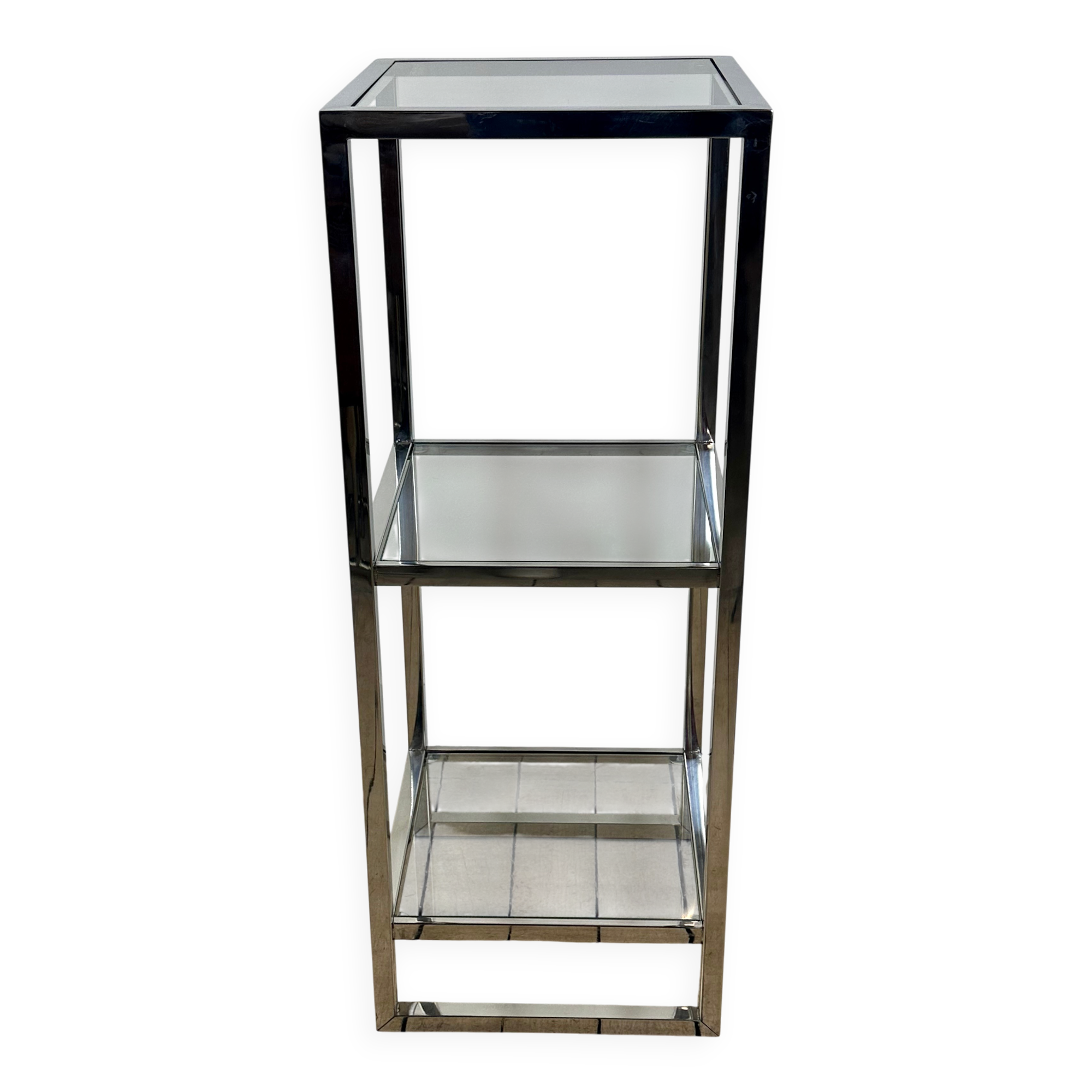 Chrome and glass occasional shelf unit 2000s