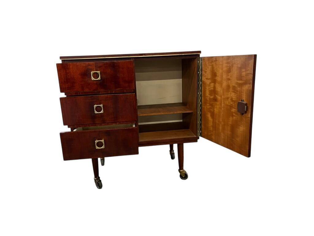 Vintage wooden wardrobe / small wardrobe on wheels
