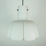 Large glashuette limburg pendant light white flower shaped opaline glass shade