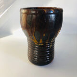 Metallic brown ceramic torso vase