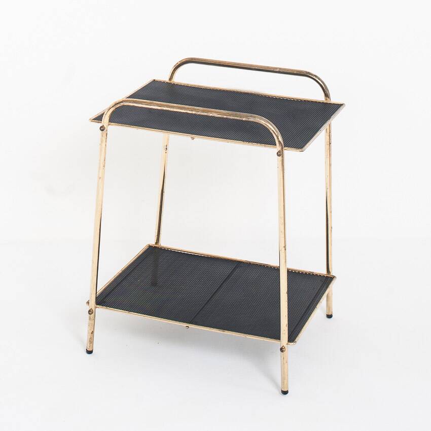 Vintage side table in gilded and painted iron. France, 1950s.