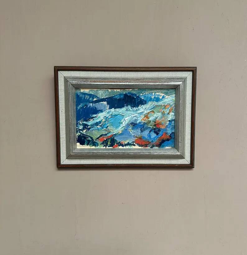 Oil on panel original Swedish - "Landscape" by Greta Liljeblad - Signed - vintage and framed - 30 × 22 cm (11.8" × 8.7")