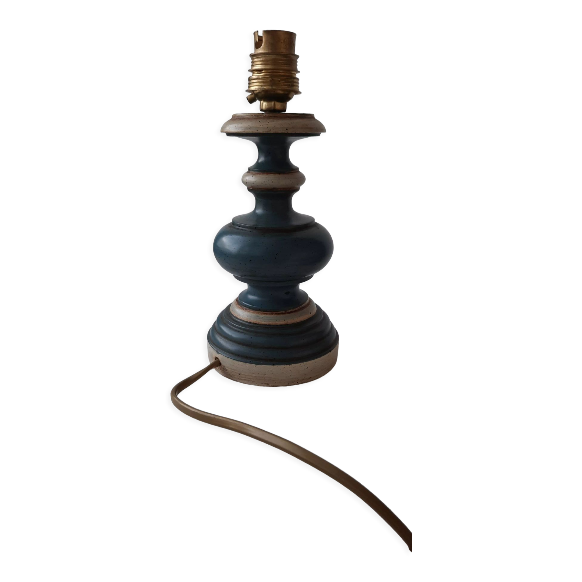 Blue and beige lamp stand