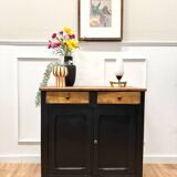 Parisian black and wood sideboard