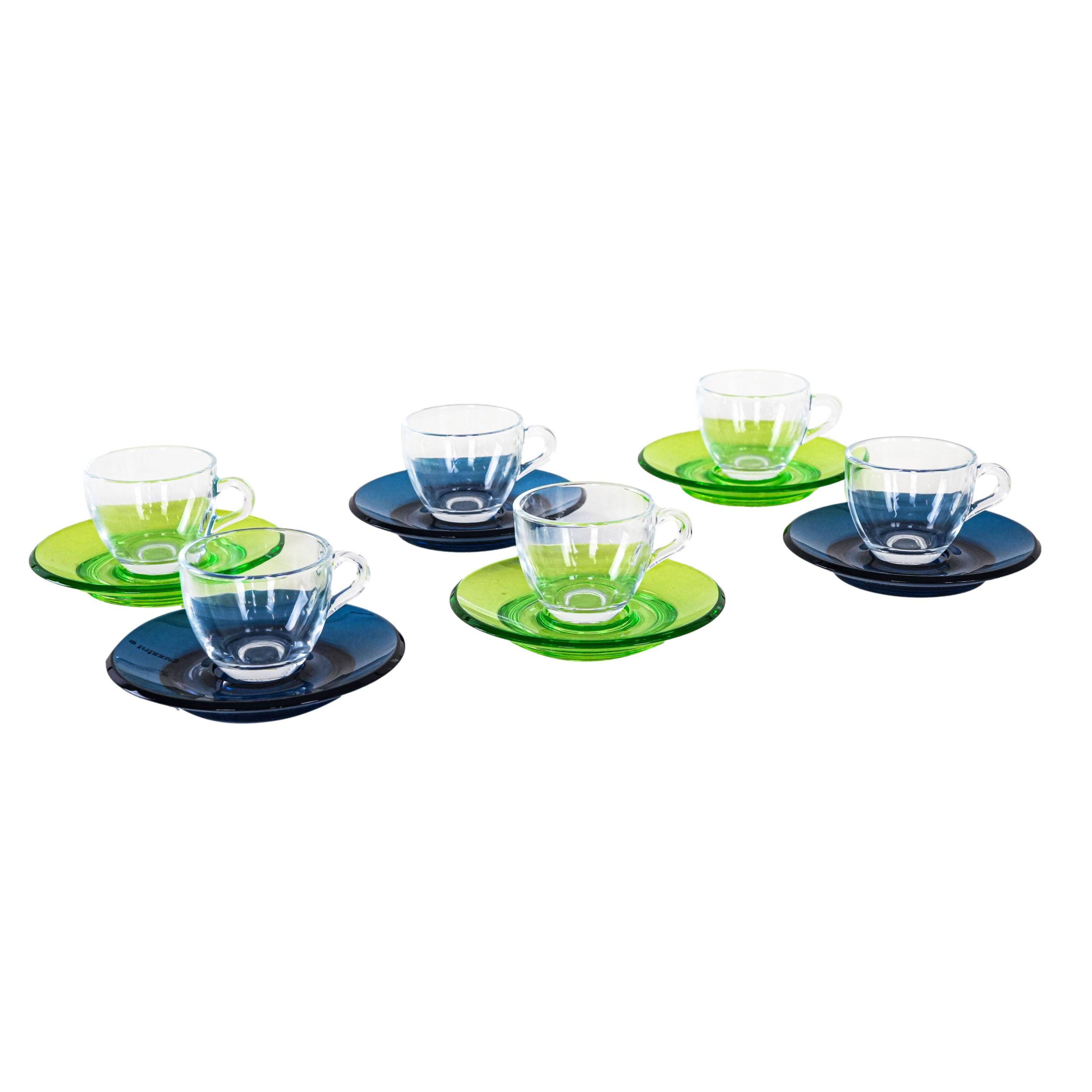 Set of glass cups, Italian design, 1970s, manufactured by Fratelli Guzzini