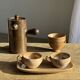 Set of 11 vintage coffee cups, raw matte stoneware H11