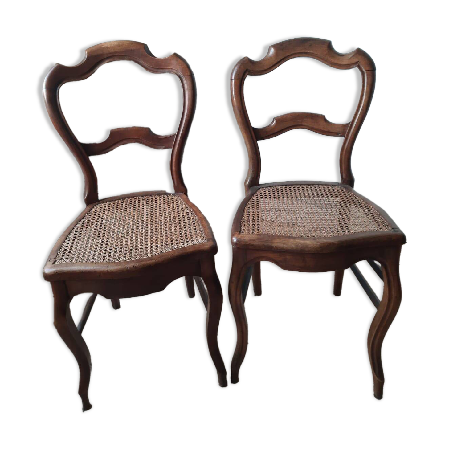 Chaises style Louis XV en bois et cannage