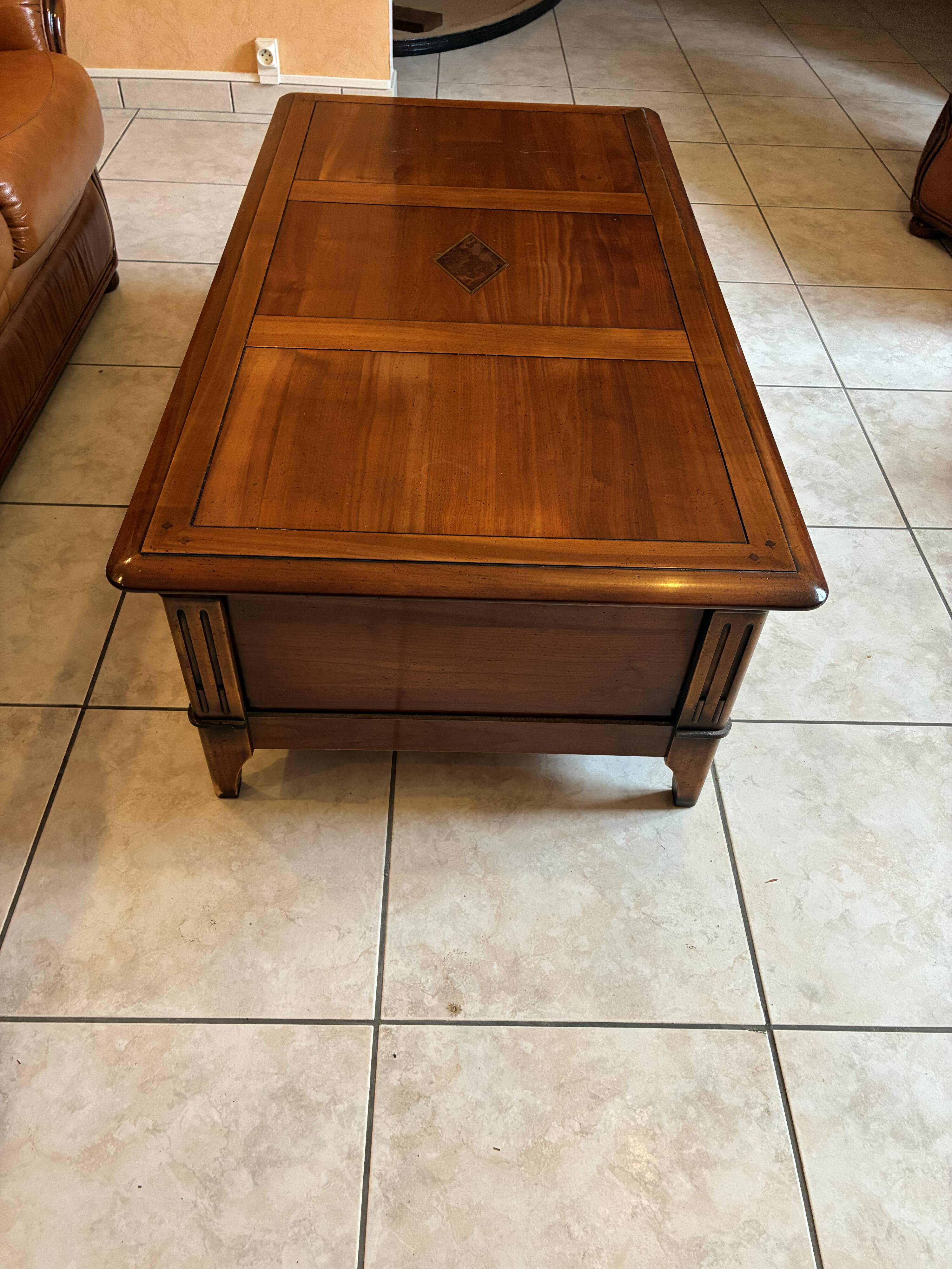Solid wood coffee table – 1990s – with drawers