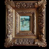 Tableau huile sur bois signé cadre doré xx siècle