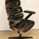 Fauteuil de bureau vintage en skaï et bois - 1970
