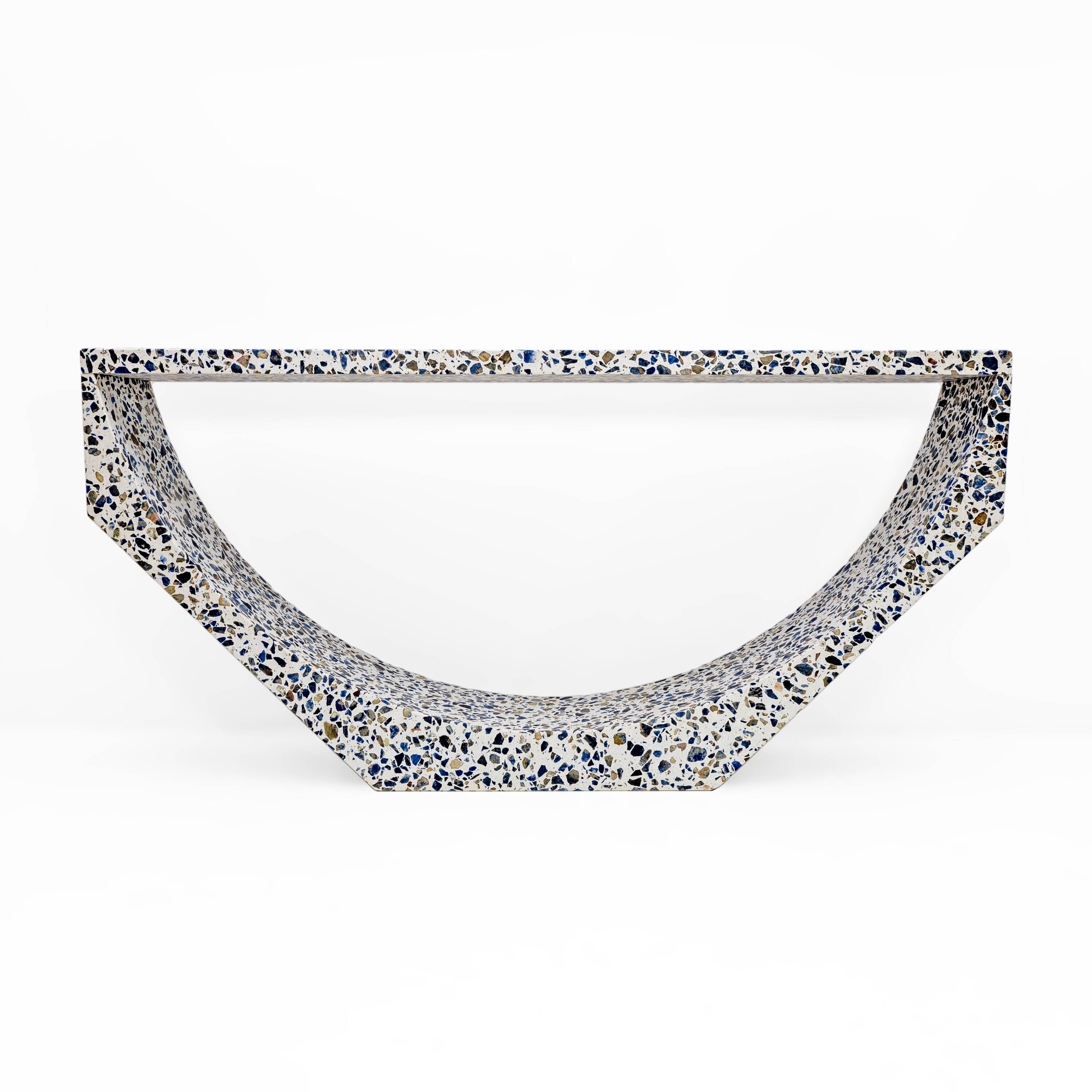 Italian-designed "Arcata" Console Table White Terrazzo Marble by Domus Stud