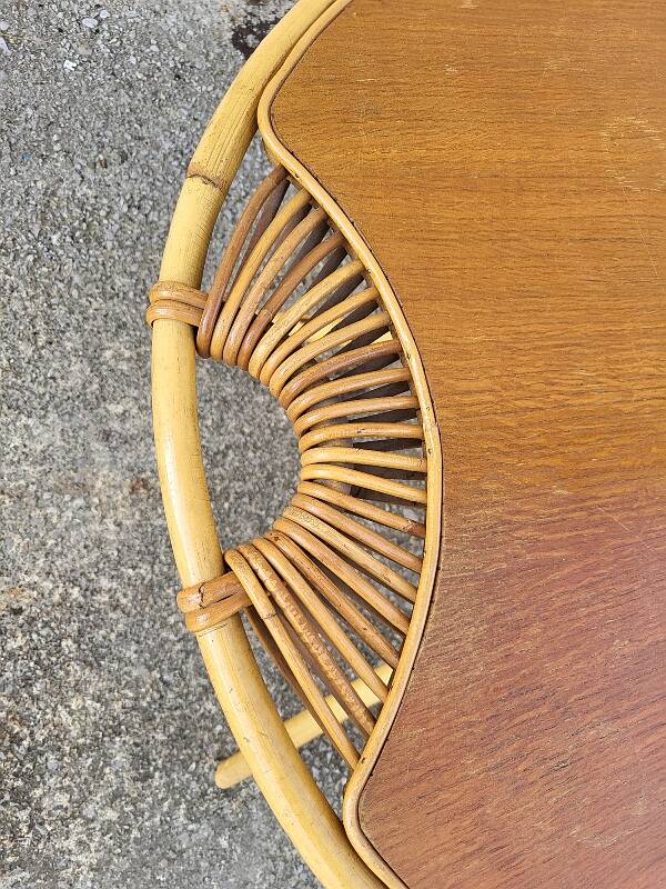 Round rattan coffee table 1960