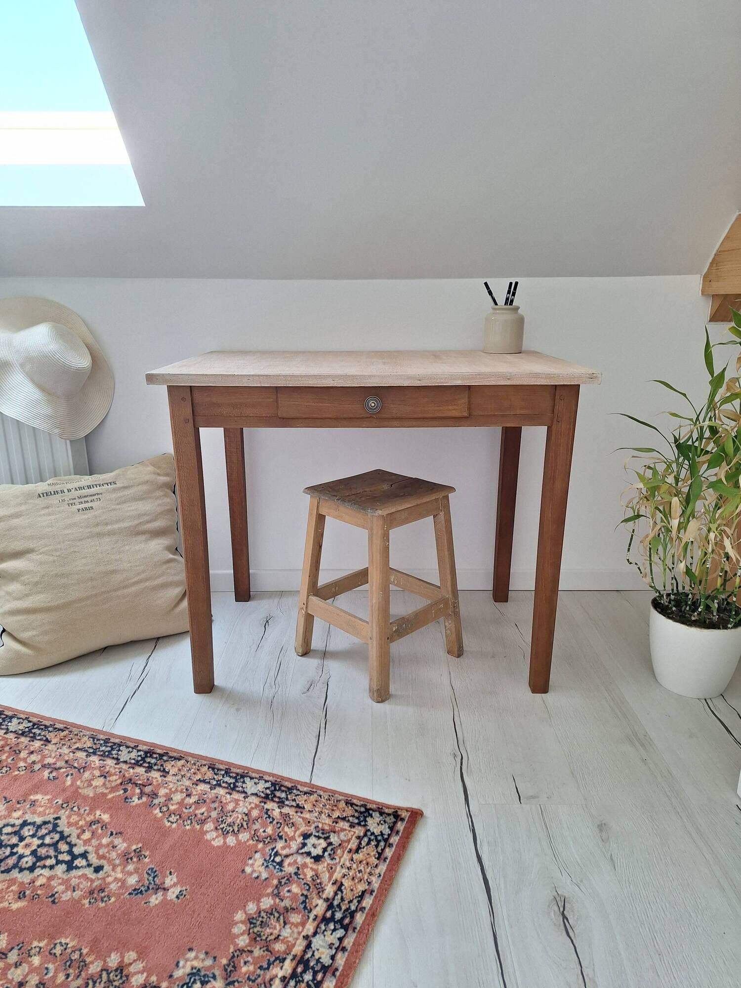 Farmhouse-style wooden desk / side table
