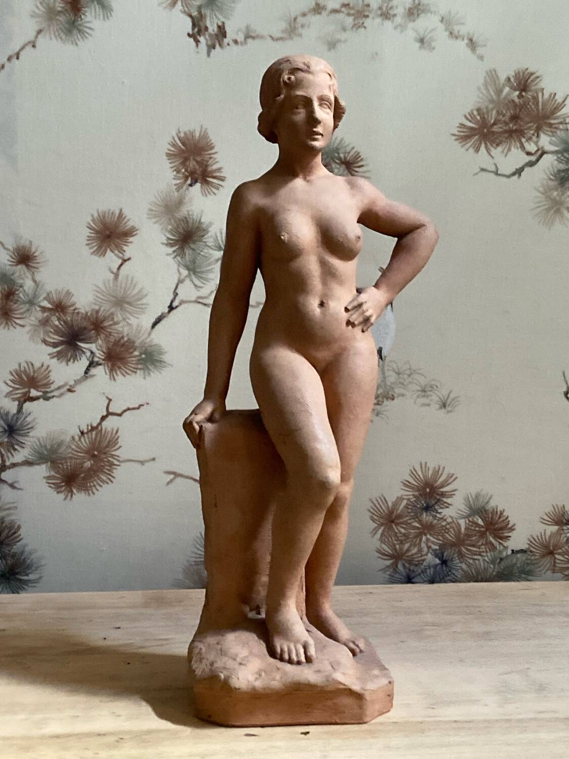 Antique Art Deco sculpture signed Delauner – Terracotta – 26 cm