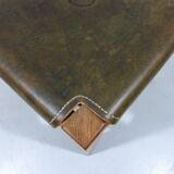 Wooden stool with saddle leather seat, 1970-80’s