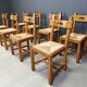 Vintage oak and wicker brutalist chairs, 1960s - set of 8