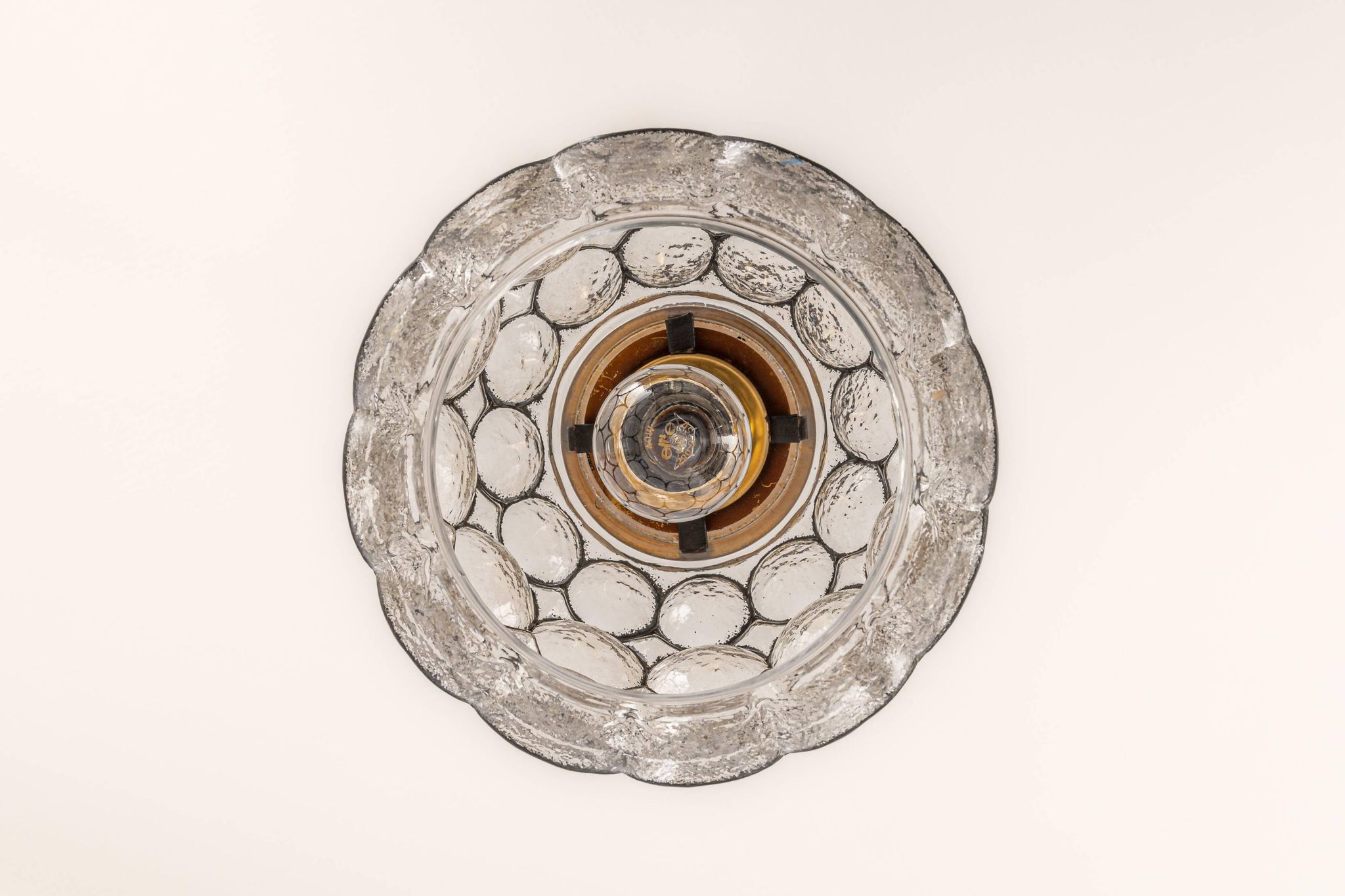 Iron and clear glass pendant by limburg, germany, 1960s.