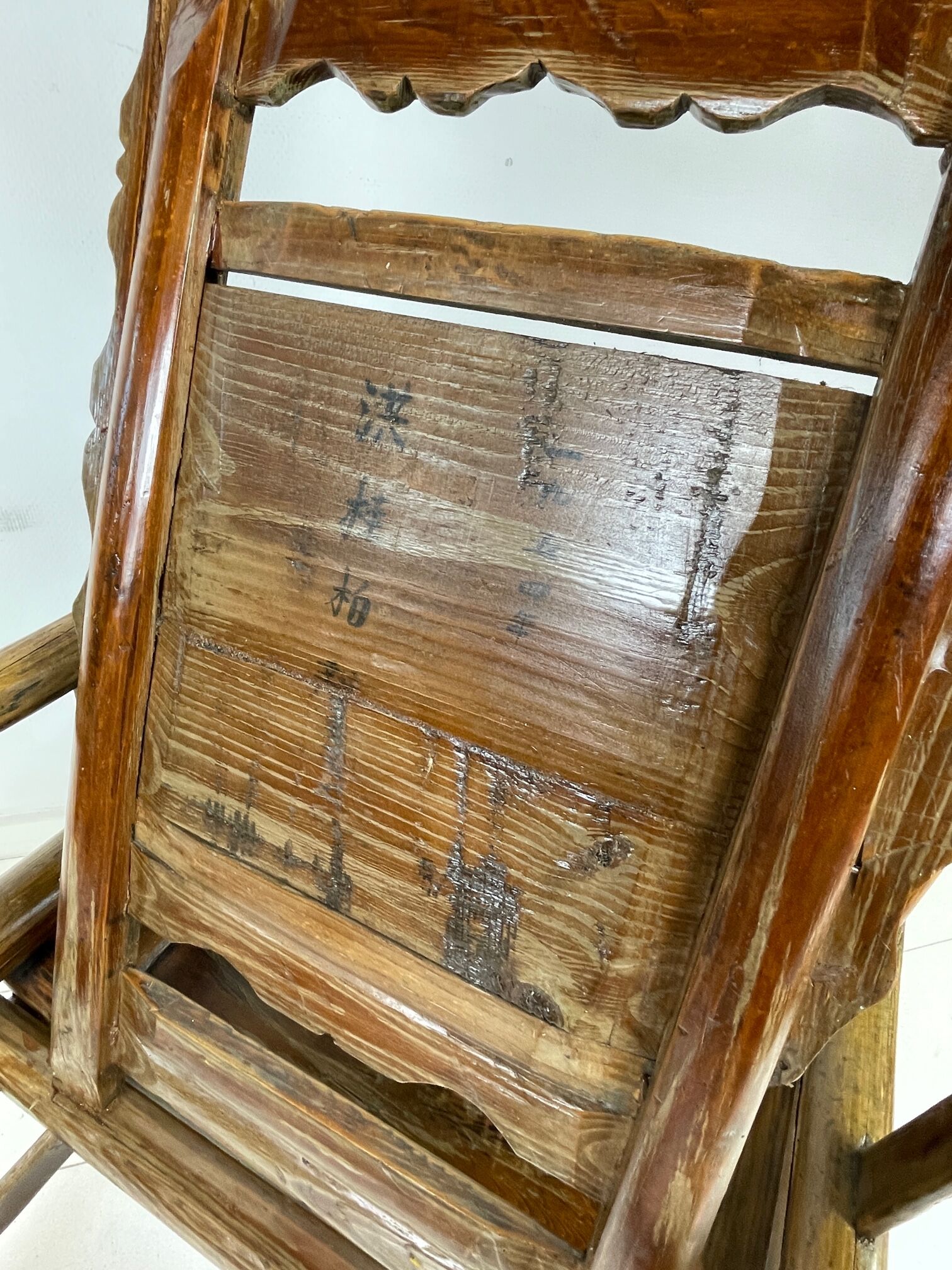 Antique chinese handcrafted bamboo lounge chair, 1900