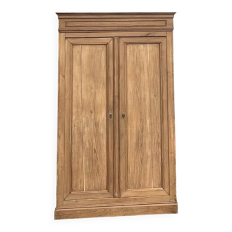 Antique wardrobe in raw solid oak