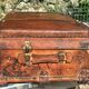 Large suitcase or trunk - leather suitcase, period 1910/1920.