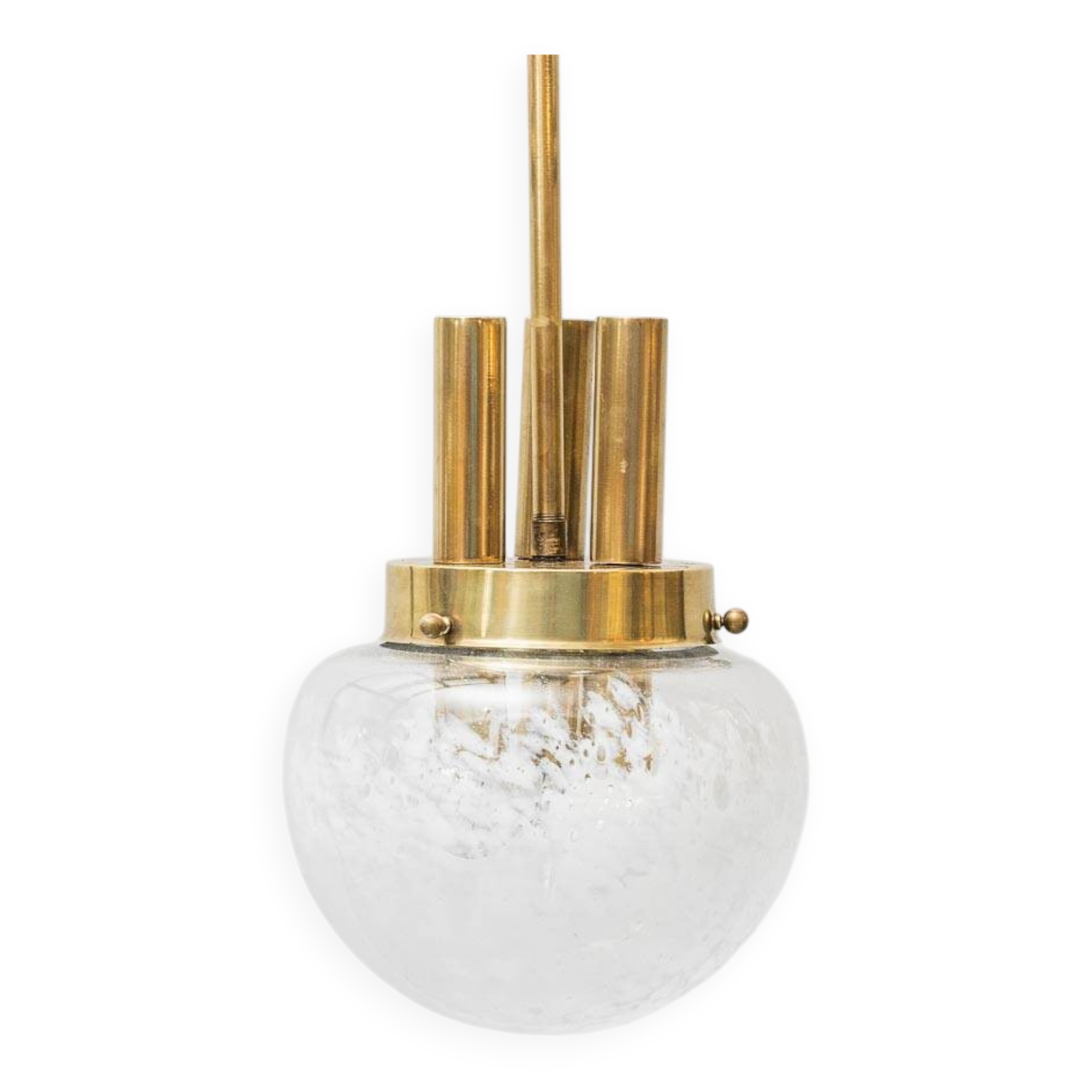 Vintage brass and blown glass pendant lamp – 1960s design chandelier