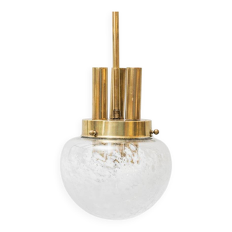 Vintage brass and blown glass pendant lamp – 1960s design chandelier