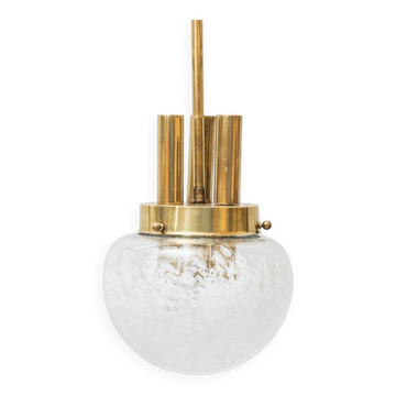Vintage brass and blown glass pendant lamp – 1960s design chandelier