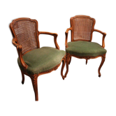 Pair of Louis XV-style convertible armchairs by Soubrier