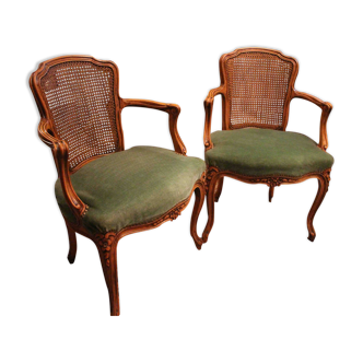 Pair of Louis XV-style convertible armchairs by Soubrier