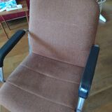 Two modernist armchairs 1970 fabrics and chrome