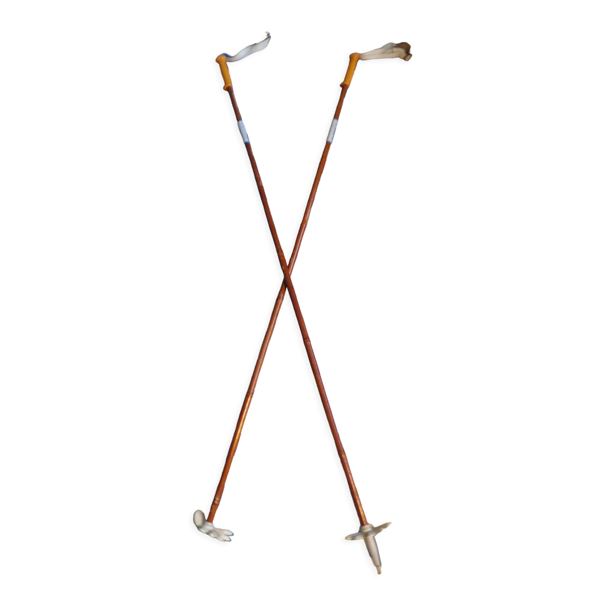 Pair of vintage reed ski poles