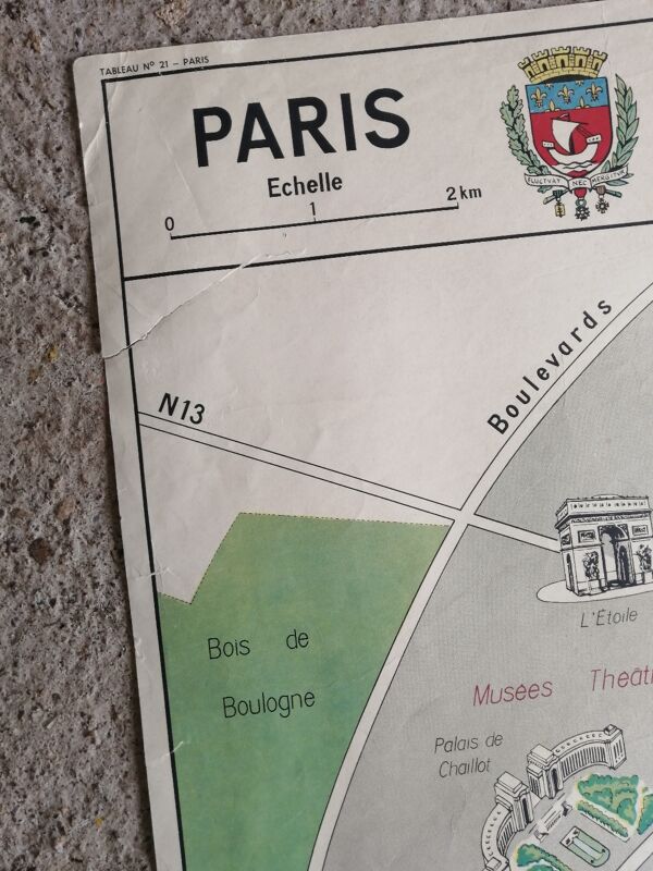 Carte scolaire vintage mdi France Paris Région parisienne