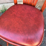 Pair of restaurant chairs curved wood imitation vintage leather 1970s