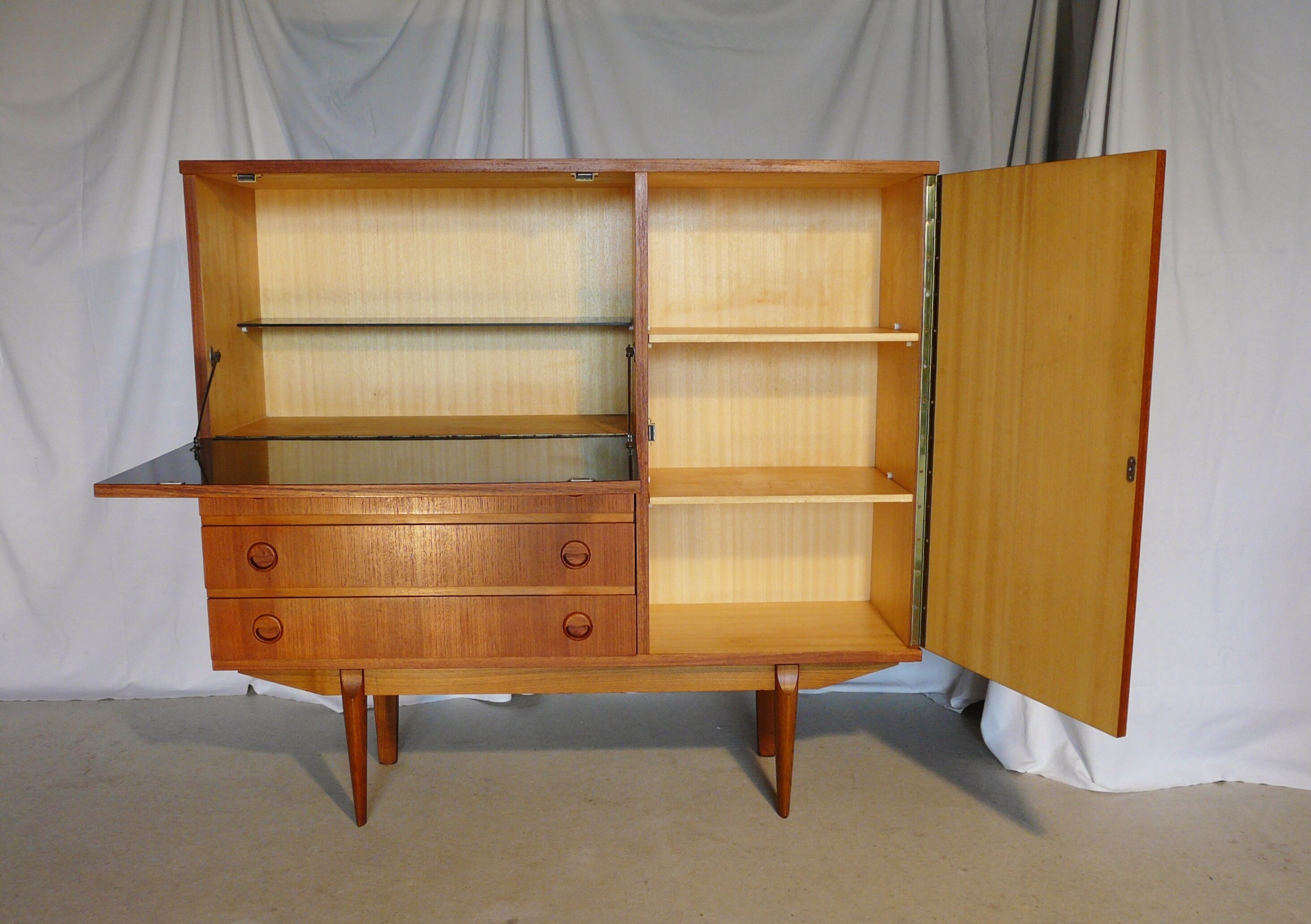 Scandinavian teak bar and dresser furniture