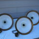 Suspension in white opaline, its edge in aged brass