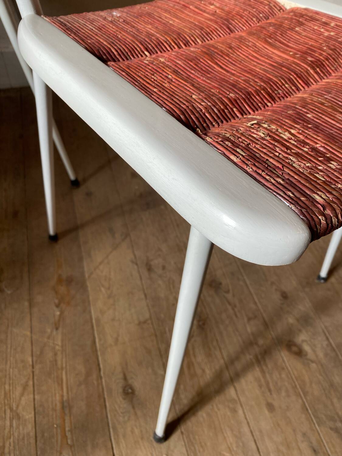 Metal and straw chairs