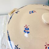 Vintage K&G Luneville "Flore" porcelain soup tureen, 1950s, small blue flowers