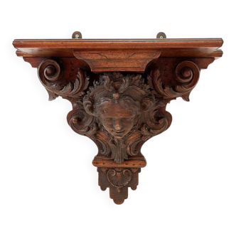 Antique hand-carved wall shelf - 19th century