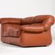 Canapé sectionnel vintage en cuir cognac au design italien des années 1970