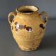 Antique glazed earthenware preserve pot in ochre and brown – southern pottery